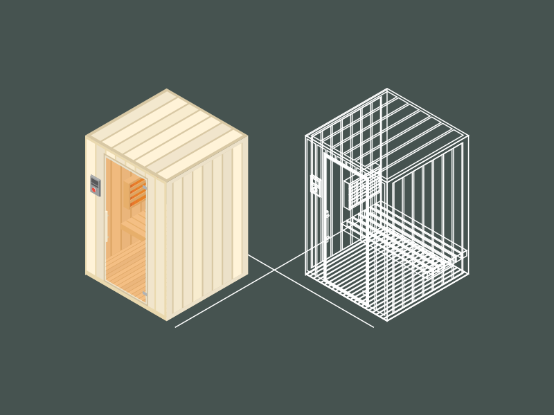 Isometrische Darstellung Sauna